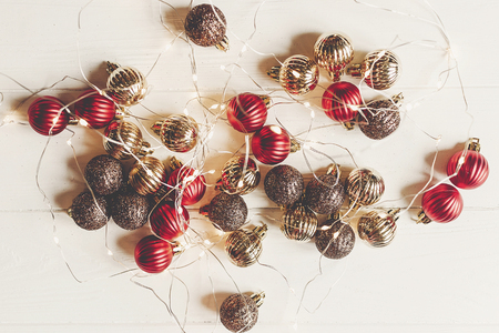 christmas flat lay red and gold christmas ornaments and lights on white wooden background top - White And Gold Christmas Ornaments christmas flat lay red and gold christmas ornaments and lights on white wooden background top - White And Gold Christmas Ornaments