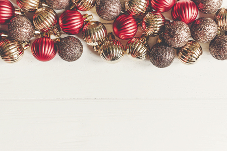 christmas flat lay red and gold christmas ornaments frame or border on white wooden background - White And Gold Christmas Ornaments christmas flat lay red and gold christmas ornaments frame or border on white wooden background - White And Gold Christmas Ornaments