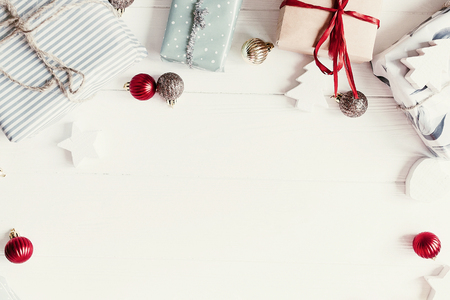 christmas flat lay modern christmas layout with ornaments and gift boxes top view with - Modern Christmas Ornaments christmas flat lay modern christmas layout with ornaments and gift boxes top view with - Modern Christmas Ornaments