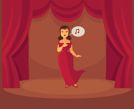 オペラ歌手の音楽ノートのような髪のシルエット ベクトル イラスト のイラスト素材 ベクタ Image