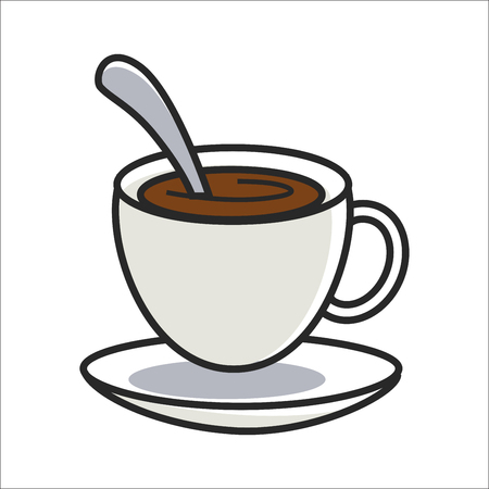 ソーサーとスプーンの中のコーヒー カップのイラスト素材 ベクタ Image