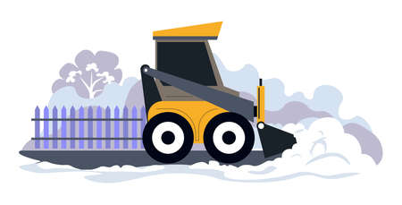 yellow skid steer snow removal scene clip art preview