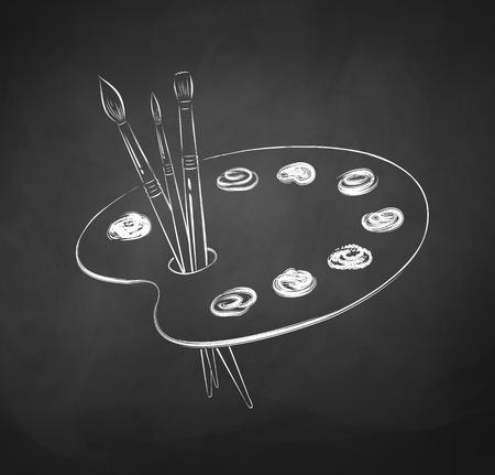 Chalkboard Drawing Of Paint Palette Chalkboard Drawing Of Paint Palette