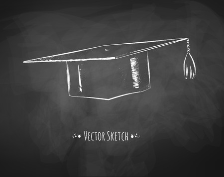 graduation cap drawn on chalkboard royalty free cliparts vectors