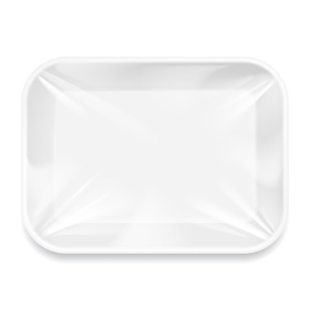 白い発泡スチロール食品トレー パック のイラスト素材 ベクタ Image