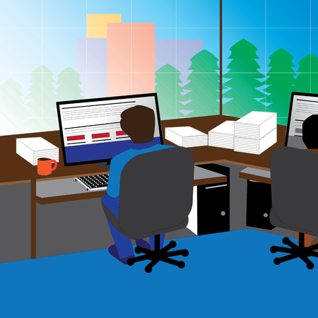 Office, Workplace, Modern, Interior, Illustration, Room, Table ... Office, Workplace, Modern, Interior, Illustration, Room, Table ...