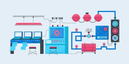 Smart factory concept. modern industrial manufacturing factory manufacturing it computing production process. modern conveyor machine automation work without operator vector illustration Stock Photo