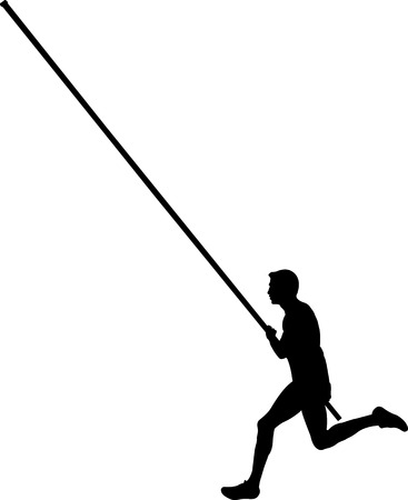 Black silhouette of a male athlete pole vaulting