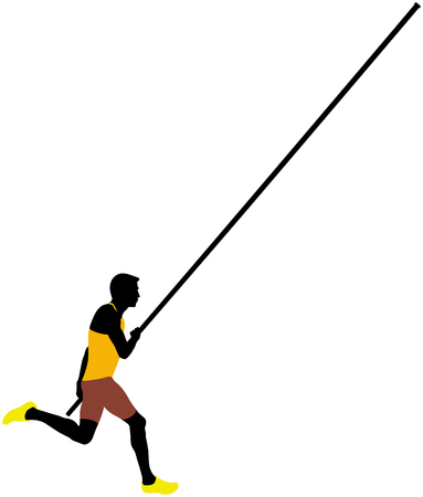 Pole vault male athlete colored silhouette Stock Photo