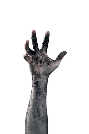Zombie hand dirty with soil isolated on white background Reklamní fotografie