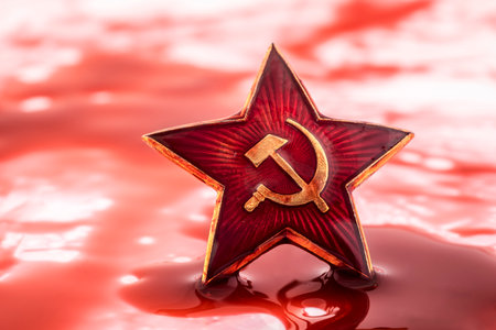 Soviet red star badge in blood
