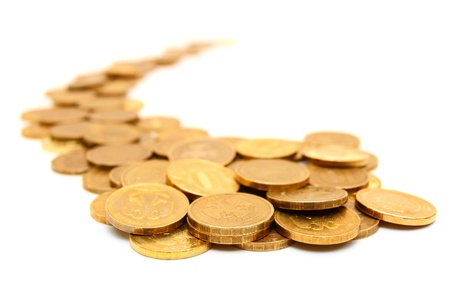 Gold coin: Đồng tiền vàng trên nền trắng