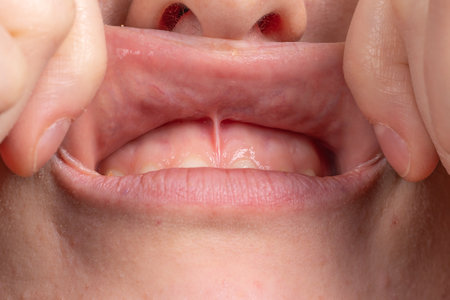 喉が腫れた喉の痛み。後咽頭壁の腫れとuvulaと扁桃のクローズ