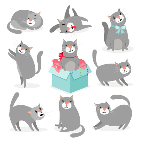 さまざまなポーズの猫 ベクトル イラストのイラスト素材 ベクタ Image