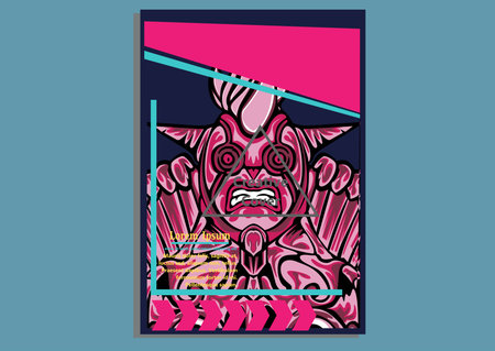 Creative display layouts design with mask as modeling and using pop art coloring Stock Photo