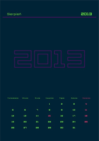 monthly calendar in polish august 2013 week starts on monday august 2013 monthly calendar