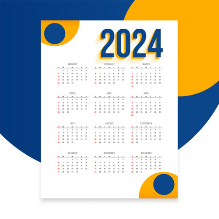 2024 desk calendar layout for office or business use vector Фото со стока