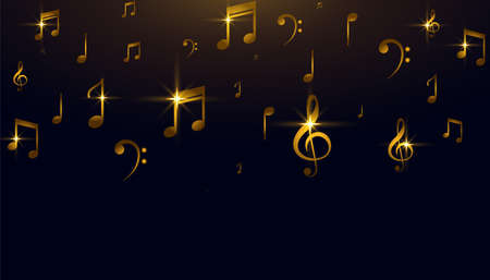 Belle musique son fond de notes dorées