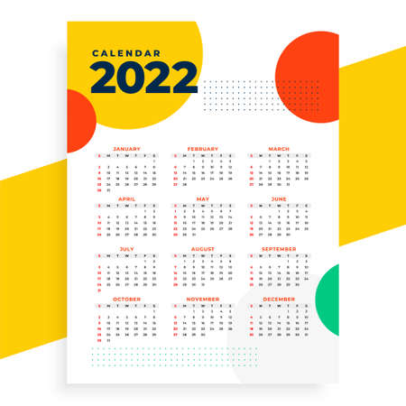 Modern 2022 new year calendar design template