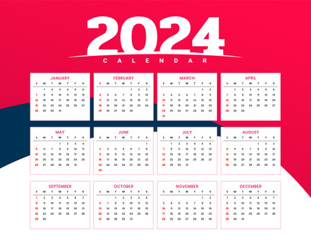 Creative 2024 office wall calendar template for workspace vector