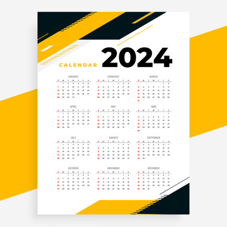 2024 english calendar template monthly planner for new year vector
