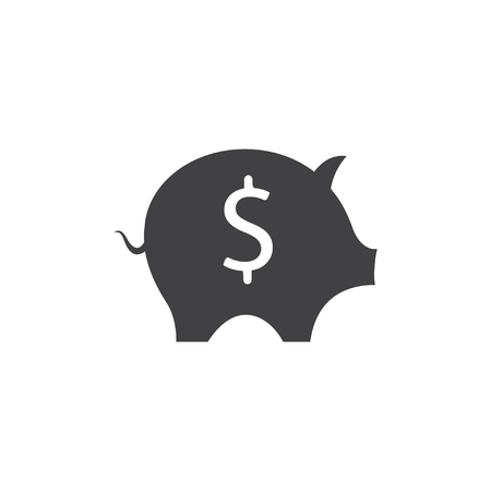 dolar: Piggy bank icon in black on a white background. Vector illustration Hình minh hoạ