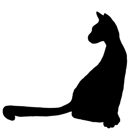 High quality original illustration of sitting cat silhouette