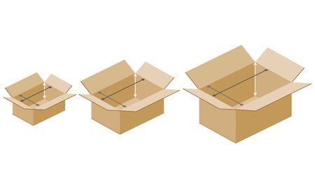 段ボール箱ベクトル図のサイズ のイラスト素材 ベクタ Image