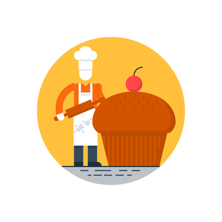 片手でローラーのピンを押しながらカップケーキのトレイを持って椅子に座っている女の子をかわいいレトロなピンの漫画イラスト のイラスト素材 ベクタ Image 片手でローラーのピンを押しながらカップケーキのトレイを持って椅子に座っている女の子をかわいいレトロなピンの漫画イラスト のイラスト素材 ベクタ Image