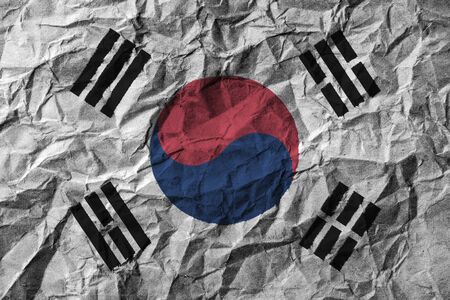 しわくちゃの紙の高詳細で北朝鮮の旗 3 D イラスト の写真素材 画像素材 Image