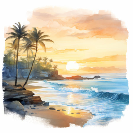 癒しの水彩画 南国の夕暮れ 癒しの水彩画 南国の夕暮れ | メルカリ