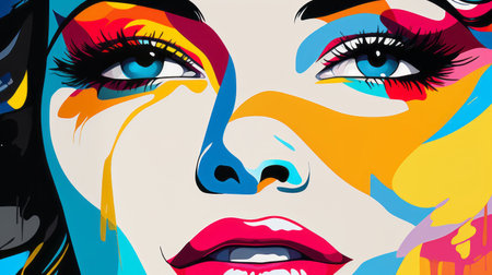 ポップアート 女性の顔と目の絵画 A2サイズ 212733114-vector-illustration-
