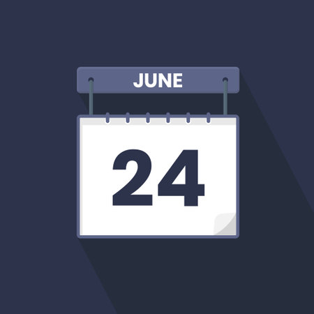 24th june calendar icon june 24 calendar date month icon vector illustrator