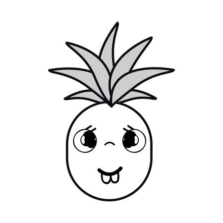 シルエットかわいい面白いパイナップル野菜 ベクトル イラストのイラスト素材 ベクタ Image