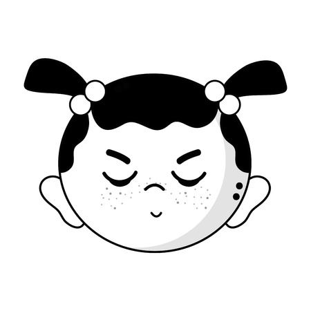 ヘアスタイルのデザインでかわいい赤ちゃん女の子の頭を輪郭します のイラスト素材 ベクタ Image