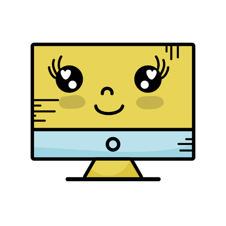 かわいい幸せなコンピューター技術のベクトル イラスト のイラスト素材 ベクタ Image