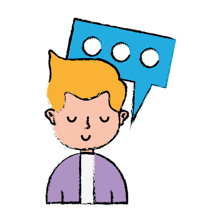 髪型やチャットのバブル本文男のイラスト素材 ベクタ Image 86638427