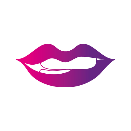 口紅と噛み付き劣った唇ベクトルイラストでカラフルな口のイラスト素材 ベクタ Image