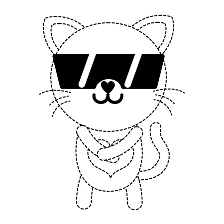 ドット形状ハッピー猫可愛い猫可愛い猫動物とサングラスベクトルイラスト のイラスト素材 ベクタ Image ドット形状ハッピー猫可愛い猫可愛い猫動物とサングラスベクトルイラスト のイラスト素材 ベクタ Image