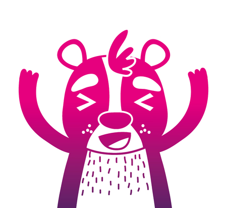 シルエットかわいいとうれしいクマ野生動物ベクトルイラストのイラスト素材 ベクタ Image