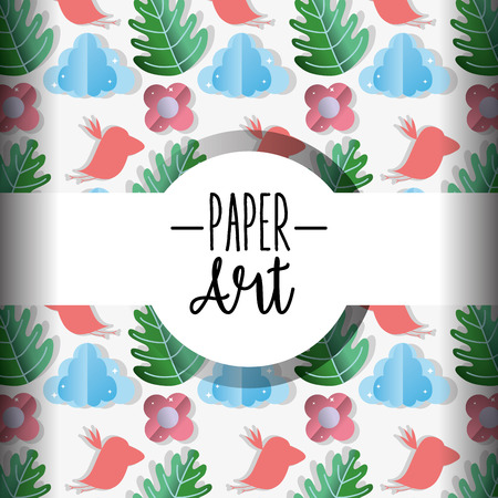 Paper art background with birds and flowers vector illustration graphic design vector illustration graphic design
