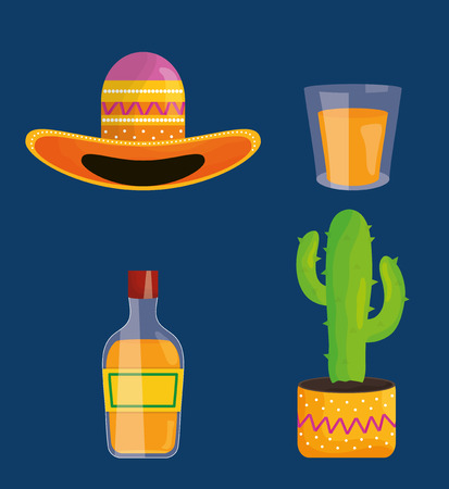 Cinco de mayo celebration set icons vector illustration design