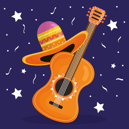 Cinco de mayo celebration with guitar and hat mexican Stock Photo