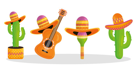 Cinco de mayo celebration with group of characters vector illustration design
