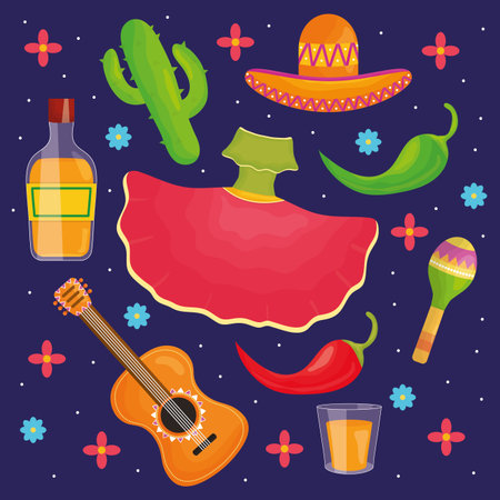 Cinco de mayo celebration set icons