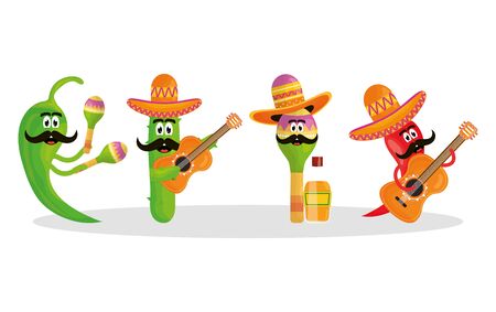Cinco de mayo celebration with group of characters Stock Photo