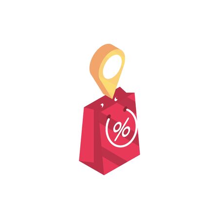 paper bag offer location pin online shopping isometric icon paper bag offer location pin online shopping isometric icon