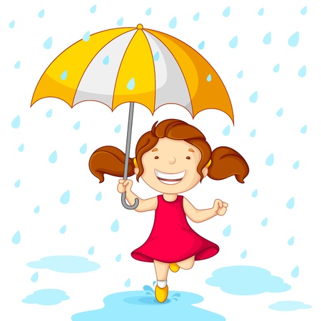 Girl playing in rain