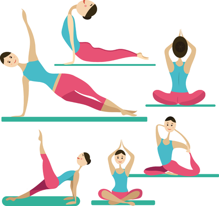ヨガの異なるポーズでかわいい女の子のベクター イラストです のイラスト素材 ベクタ Image ヨガの異なるポーズでかわいい女の子のベクター イラストです のイラスト素材 ベクタ Image