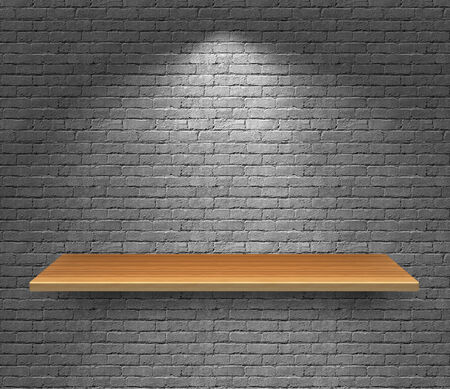 Leere Holz Regal Auf Dunklem Backstein Hintergrund Lizenzfreie Fotos Bilder Und Stock Fotografie Image 31256068